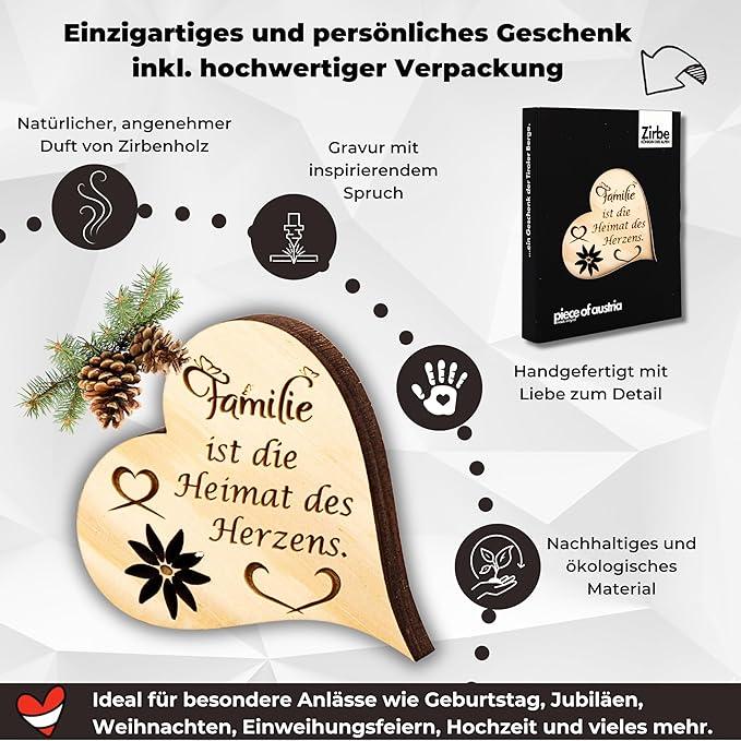 Image du produit ZNatur Zirben Arven Bois Cadeau Décoration avec gravure La famille est la maison du coeur No.130
