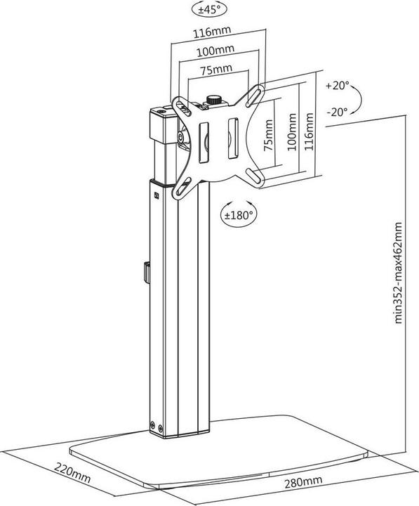 Actual product image Monitor Desk Stand, 1 screen up to 32ö, with gas spring (Floor stand, 32")