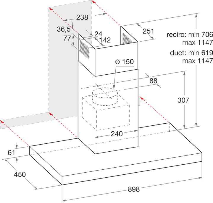 Actual product image Bauknecht RBHBS 83 LL IX (Wall hood)