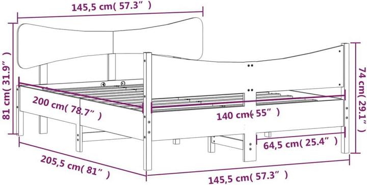 Immagine prodotto VidaXL Letto con testiera in pino (140 x 200 cm)