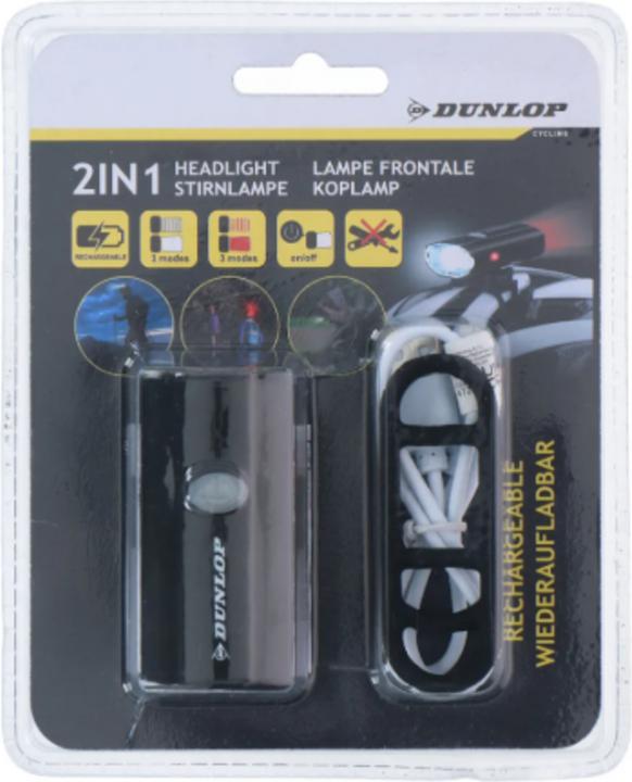 Actual product image Dunlop Bicycle helmet headlight, 2in1