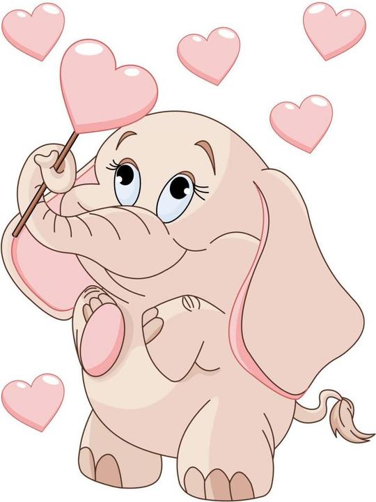 Image du produit Trenddeko Bébé éléphant avec des coeurs (60 x 80 cm)