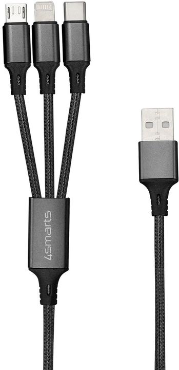 Produktbild 4smarts 3-in-1 Multiladekabel (0.20 m, USB 2.0)