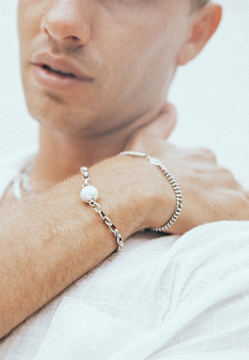 Produktbild Haze & Glory Armband Gliderarmband - Chunky Perle 925 Silber (21 cm, No stone, 925er Sterling Silber, Süsswasserzuchtperlen)