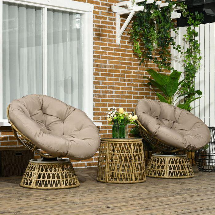 Produktbild Swisshandel24 Gartenmöbel-Set 3-tlg., Bistro-Set inkl. Couchtisch, 2 Stühle, Gartensitzgruppe mit Kissen, Gartenga (45 cm)