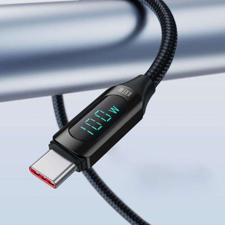 Produktbild Wozinsky WUCCC2 USB C – USB-C-Kabel mit PD-Display 100 W 2 m – Schwarz (2 m, USB 2.0)