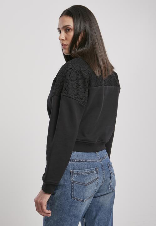 Immagine prodotto Urban Classics Girocollo corto da donna con inserto in pizzo sovradimensionato (L)