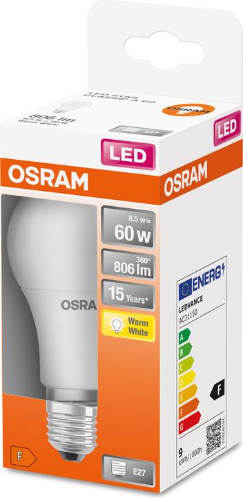 Produktbild Osram Led Star Classic A (E27, 8.50 W, 806 lm, 1 x, F)