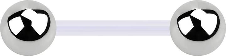 Star Piercing Barbell transparent mit zwei Kugeln silber (Chirurgenstahl 316L, ohne Messing, Bioflex)