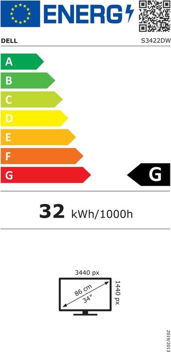 Energy Label Dell S3422DW (3440 x 1440 pixels, 34")