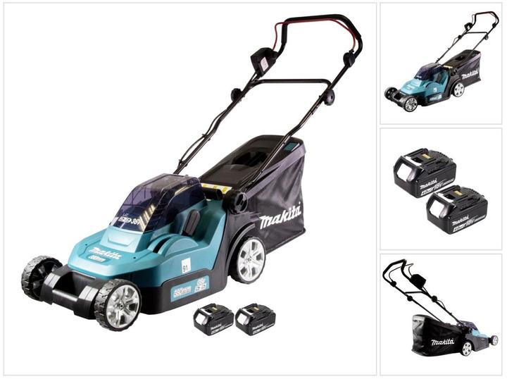Produktbild Makita DLM 432 M2 Akku Rasenmäher 36 V ( 2x 18 V ) 43 cm Brushless + 2x Akku 4,0 Ah - ohne (Akkubetrieb)