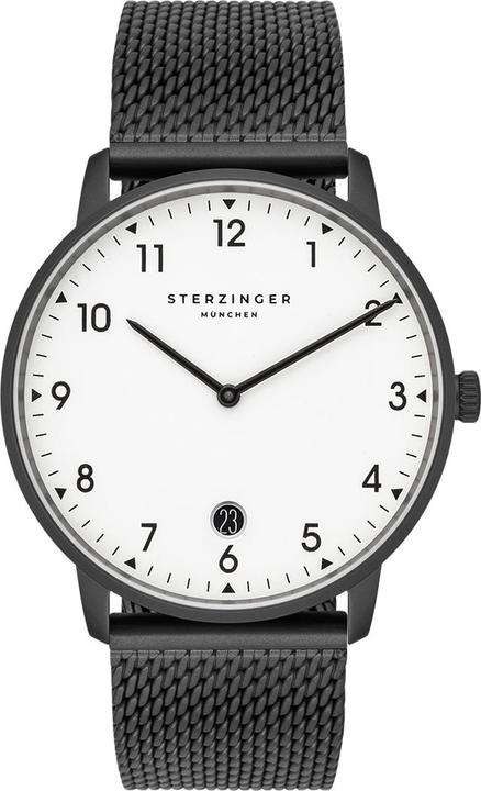 Sterzinger Herren Quarzuhr Urban Edelstahl Schwarz - 30480 (Analoguhr, 38 mm)