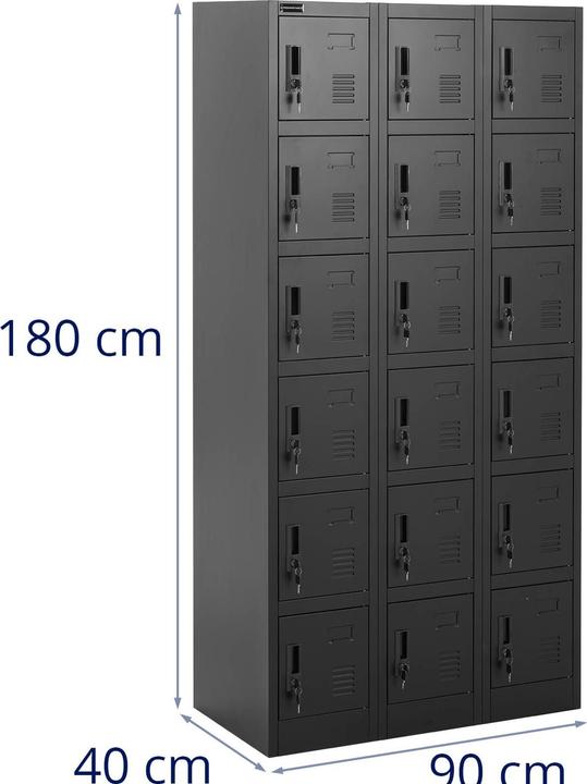 Image du produit Fromm & Starck Casier métallique - 18 étagères - verrouillable - 200 kg (45 x 90 cm)