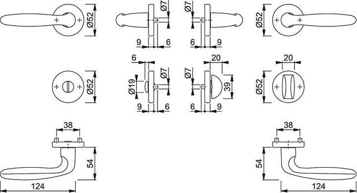 Actual product image Hoppe Verona 1510/42KV/42KVS Bathroom set WC F9 (Door handle)