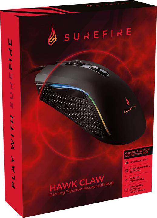 Immagine prodotto SureFire Mouse da gioco a 7 pulsanti Hawk Claw con RGB (Cablato)