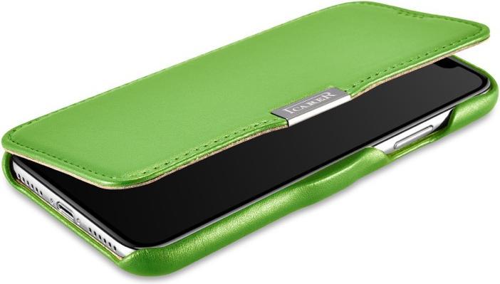 Image du produit iCarer iPhone X/XS - Étui à clapet Luxury Series Vert RIX02 (Apple iPhone X, Apple iPhone XS)