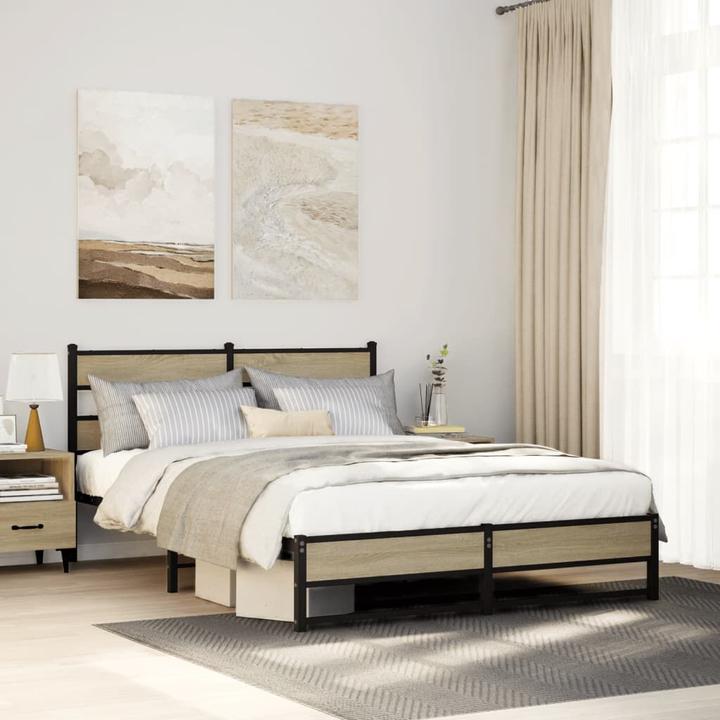 Immagine prodotto VidaXL Letto in metallo Struttura a doghe letto matrimoniale Struttura letto senza materasso 135x190cm (135 x 190 cm)