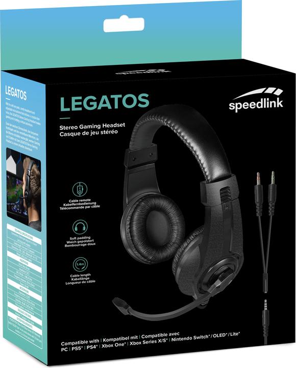 Actual product image Speedlink LEGATOS Stereo Gaming Headset - for PC/PS5/PS4/Xbox Series X/S/Switch/OLED/Lite, black (Cable)