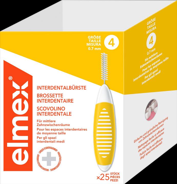 Produktbild Elmex Interdentalbürsten, 25 Stück: gelb, Gr. 4 (25 x, 4 mm)
