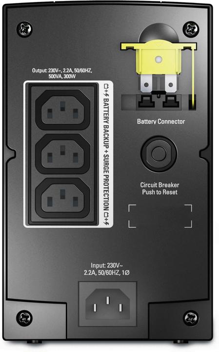 Produktbild APC Back-UPS AVR, IEC-Ausgänge (500 VA, 300 W, Line-Interaktiv USV)