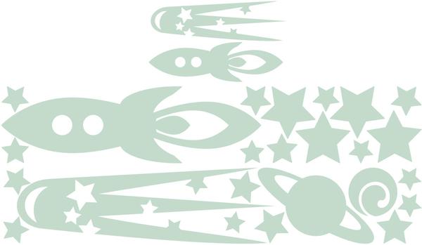 Image du produit DigitalhenDesign Glow-in-the-Dark Rocket, Comet, Stars & Planets