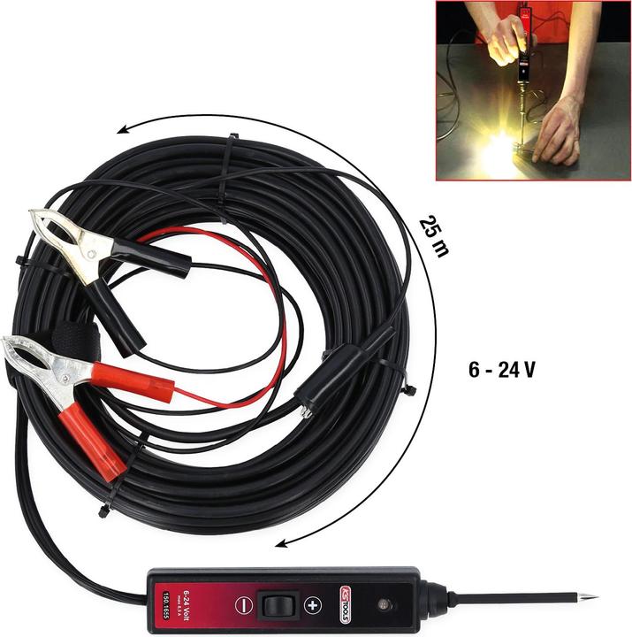 Actual product image KS Tools Function test lamp, 6 - 24 V DC, cable length 25 m