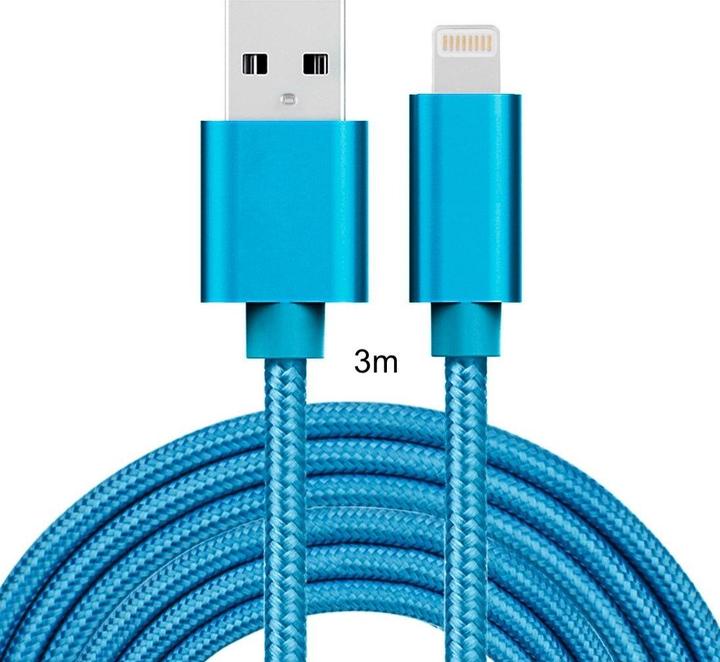 Produktbild Calitron Lightning Ladekabel Blau 3m rund (3 m, USB 3.2 Gen 1)