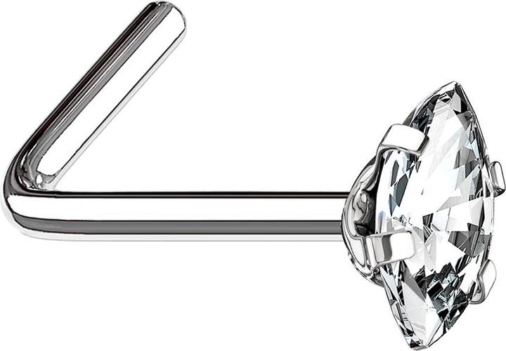 Produktbild Star Piercing Nasenstecker gewinkelt silber Oval Kristall silber gefasst (ohne Messing, Chirurgenstahl 316L)