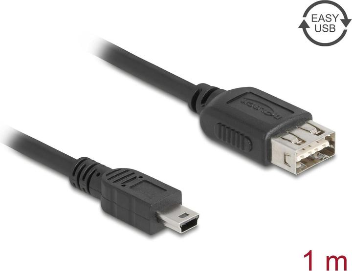 Produktbild Delock USB 2.0 Kabel USB Typ Mini-B Stecker zu EASY USB Typ-A Buchse 1 m (1 m, USB 2.0)