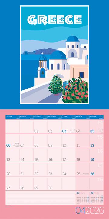Produktbild Vintage Voyage - Reiseposter - Kalender 2026 - 30x30 (30 x 30 cm, Harter Einband, Deutsch, Französisch, Englisch)