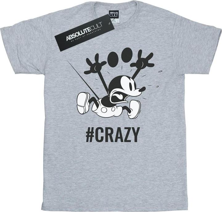 Actual product image Disney Mens Mickey Mouse #Crazy T-Shirt (S)