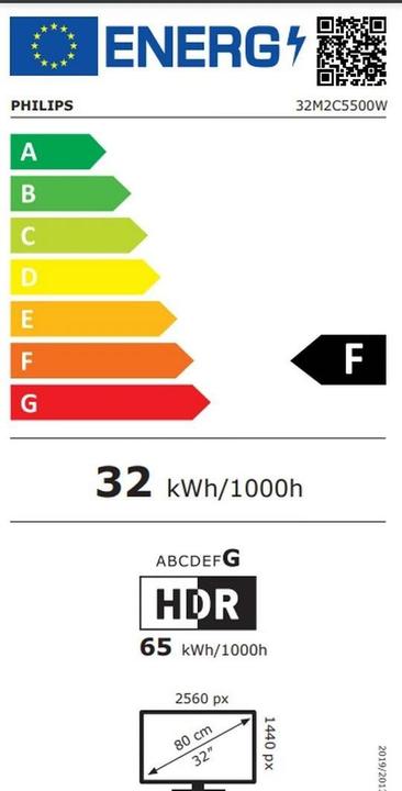 Energy Label Philips 32M2C5500W (2560 x 1440 pixels, 31.50")