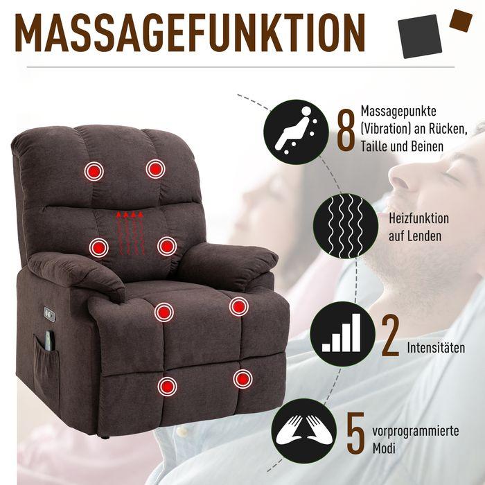 Actual product image Swisshandel24 Massagesessel mit Aufstehhilfe, Wärme, USB-Fernbedienung, Braun 83x95x105cm