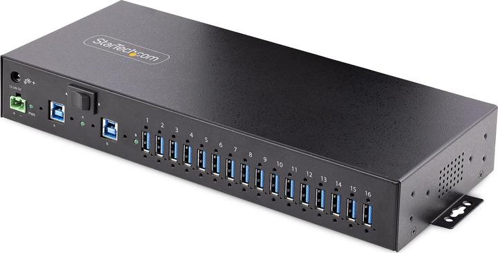 Image du produit StarTech COM 16-Port Industrial USB 3.0 Hub 5Gbps Mountable Terminal Block Power Up to 120W Shared U (USB-B, 16 Ports)