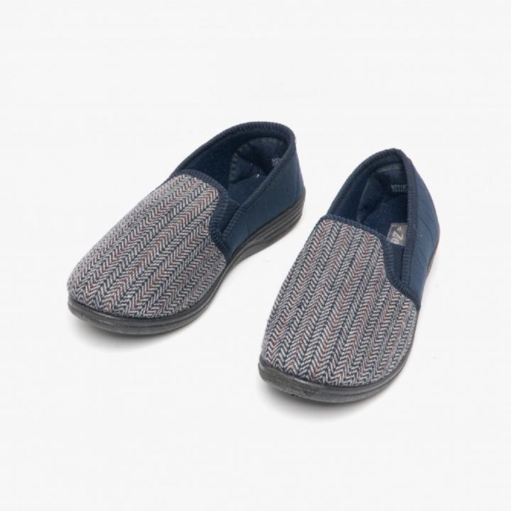 Produktbild Zedzzz Mens Charles Hausschuhe Pantoffeln mit Fischgrätenmuster (44.5)