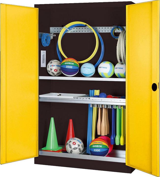 Produktbild C+P Modul-Sportgeräteschrank mit Komplettausstattung (HxBxT: 195x120x50 cm, mit Vollblech-Flügeltüren)