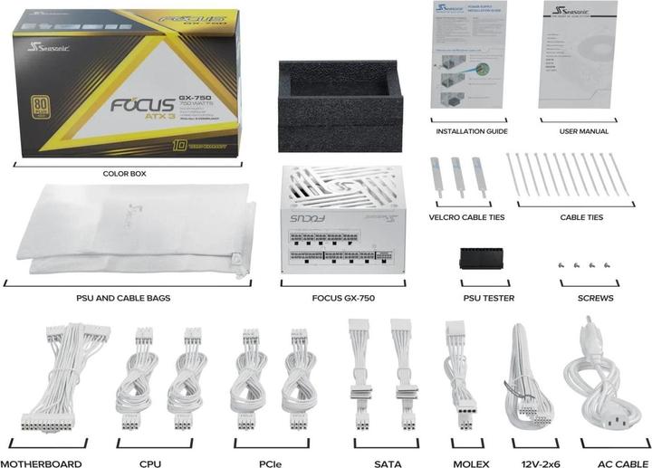 Actual product image Seasonic Focus GX-750 V4 750W ATX3.0 white (750 W)