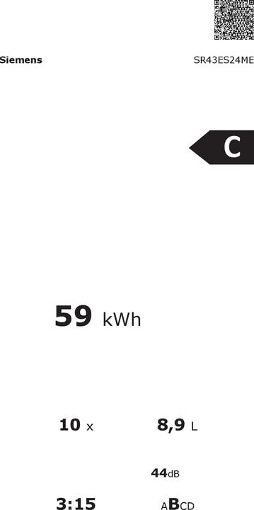 Label énergétique Siemens iQ300 SR43ES24ME
