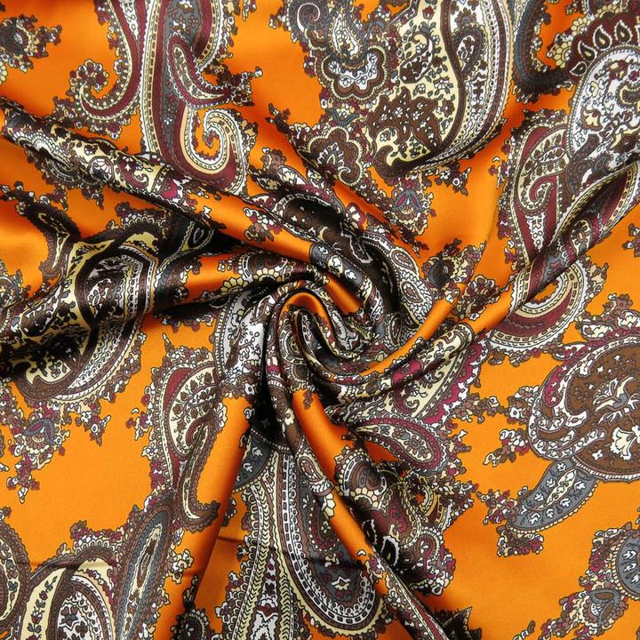 Produktbild Stoffrestposten Satin - Paisley Orange
