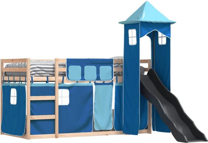 Immagine prodotto VidaXL Letto a castello con scivolo e tende (90 x 200 cm)
