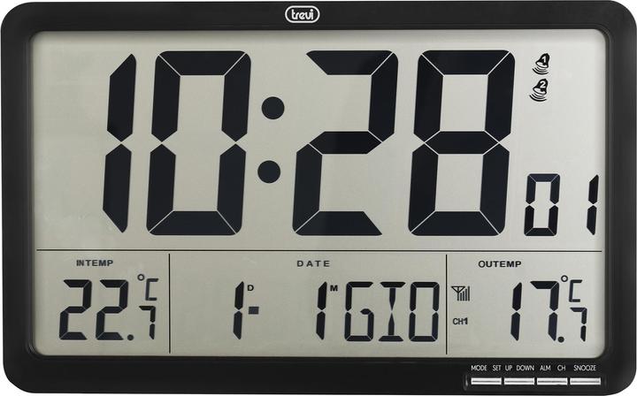 Trevi OM 3560 RC Orologio digitale da parete con sensore da esterno, sveglia programmabile, calendario (22.50 cm)