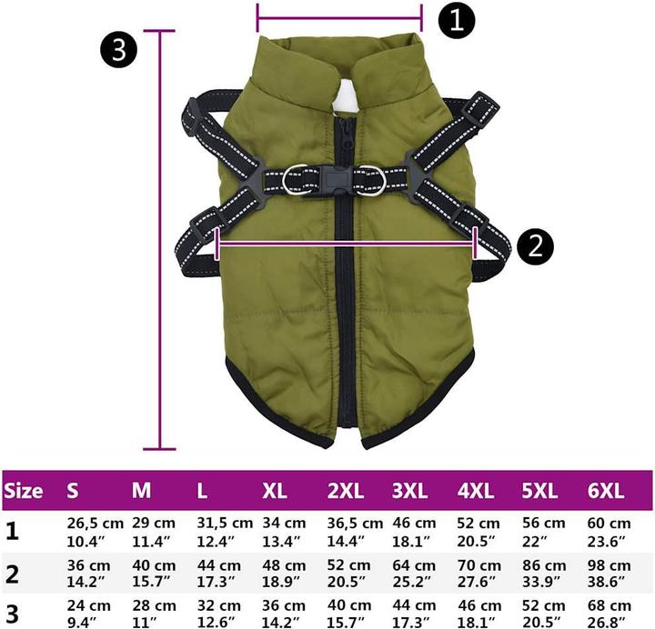 Actual product image VidaXL Dog coat with harness Waterproof Reflective (32, Dog coat)
