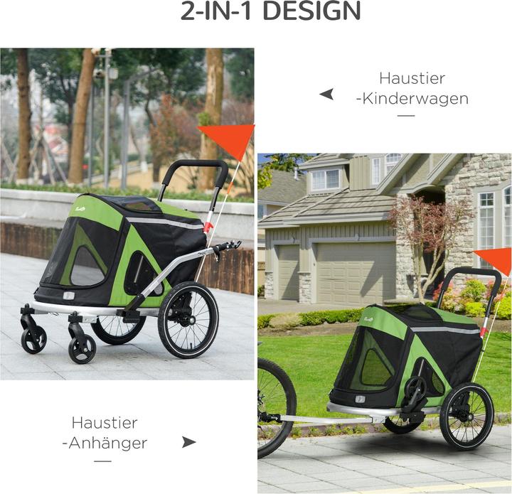 Produktbild PawHut Hundeanhänger Oxfordstoff, Aluminium Grün