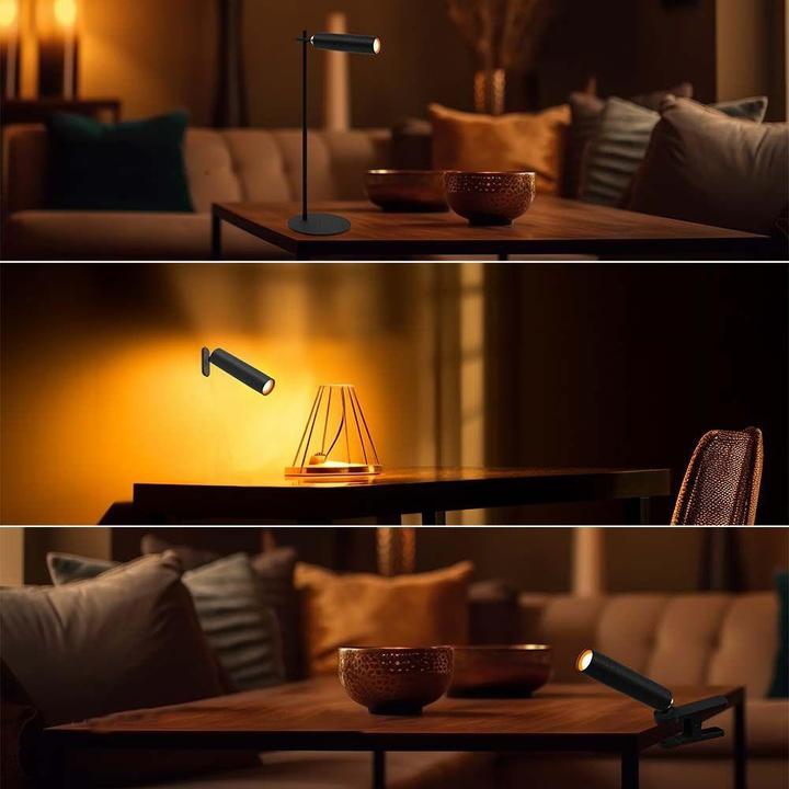 Produktbild V-TAC Lampka Biurkowa 4w1 37cm Kinkiet Klips Latarka 3W LED Czarna VT-7413 4000K 300lm (300 lm)