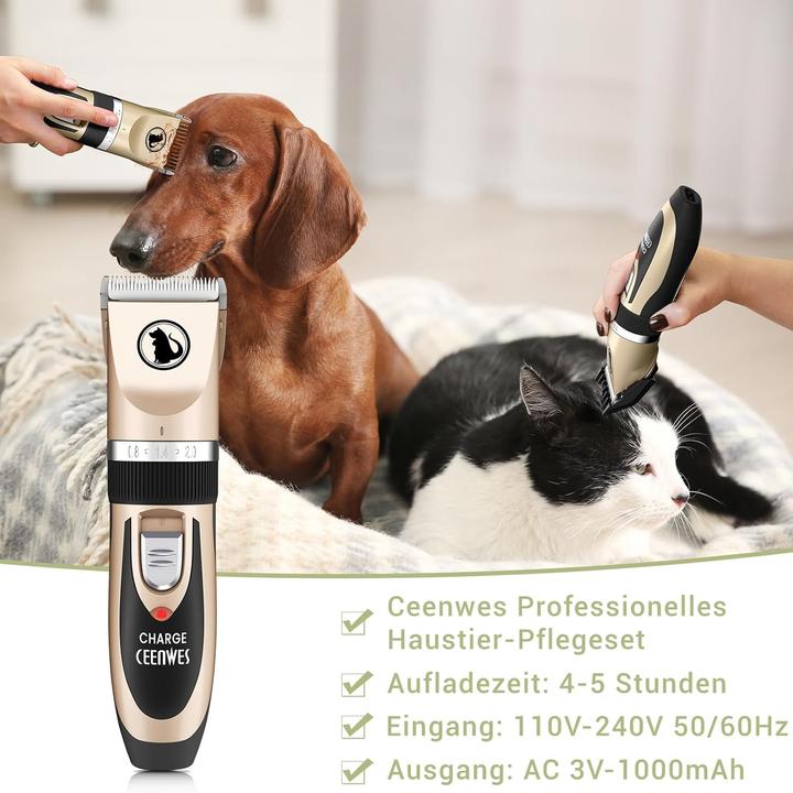 Produktbild Ceenwes CW19-14 kabellose Profi Tierhaarschneidemaschine mit 10tlg. Zubehör (Hund)