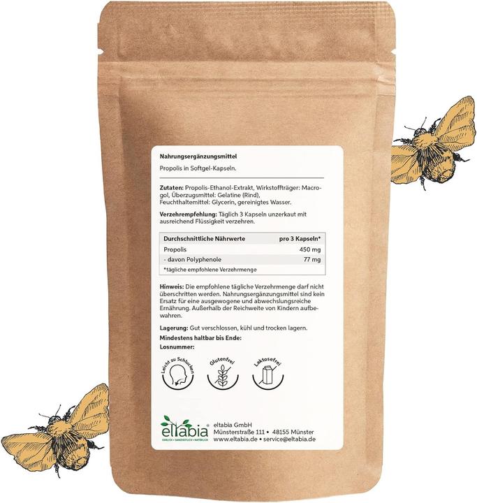 Actual product image Eltabia Propolis capsules | high-dose 450mg daily dose | natural bee resin (200 Piece, Capsules)