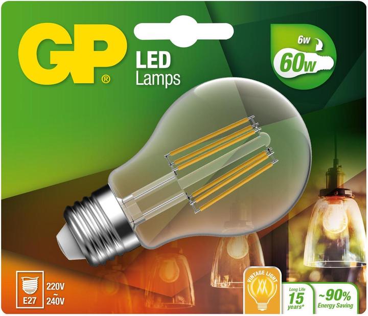 Actual product image GP Lighting Lighting Filament Classic E27 6W (60W) 806 lm (E27, 6 W, 806 lm, 1 x, A)