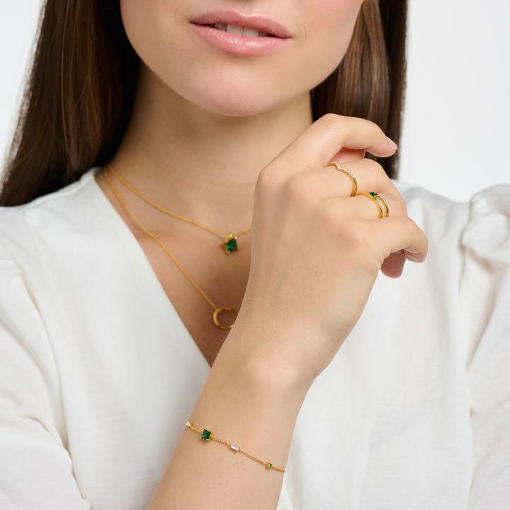Produktbild Thomas Sabo Armband mit grünen und weissen Steinen gold (19 cm, 925er Silber, beschmücktes Sterling Silber 925er Vergoldung)
