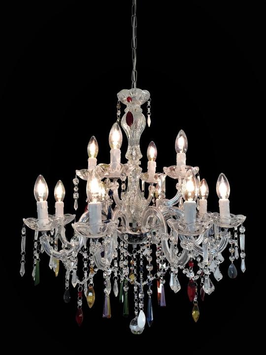 Actual product image TL Crystal chandelier 12-arm colourful (60 cm)