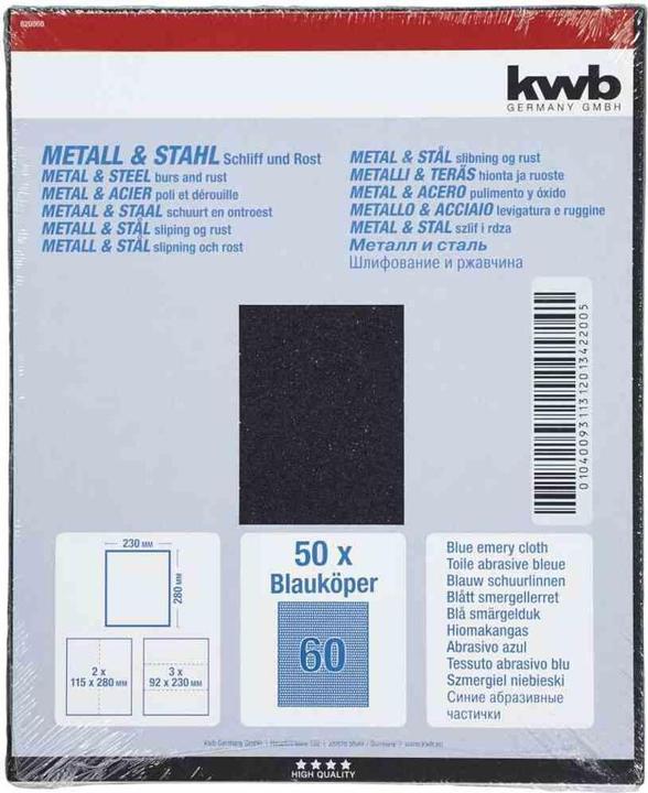 Produktbild kwb Schleifpapier Metall & Stahl K 60 (K 60)